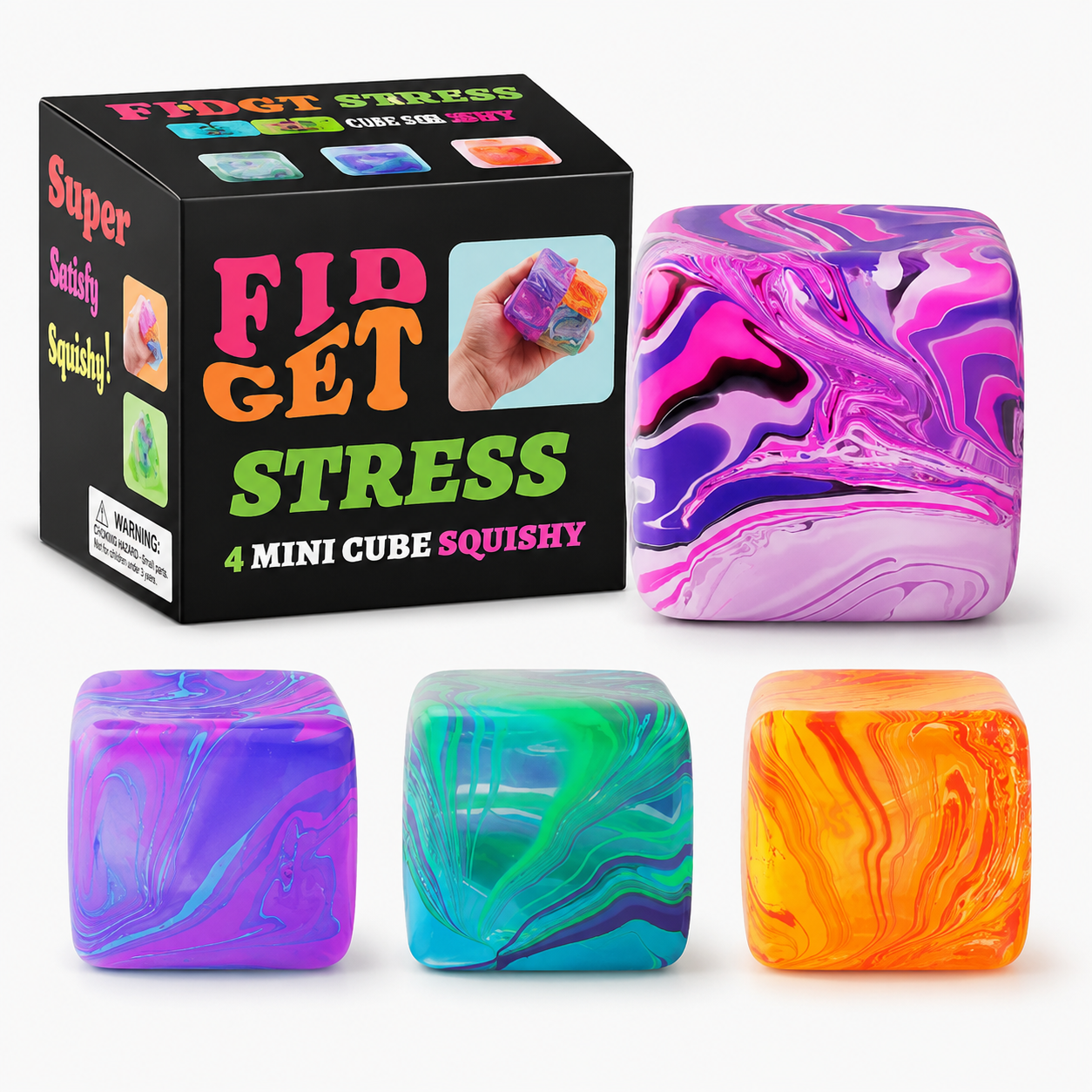 4 MINI CUBE SQUISHY