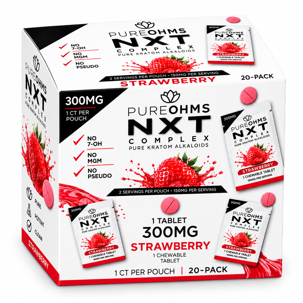 PUREOHMS NXT 300MG KRATOM ALKALOID (20CT BOX)
