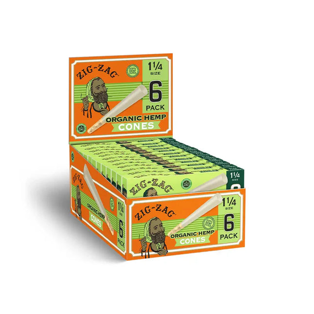ZIG-ZAG ORGANIC HEMP 1 1/4 CONES (6CT/PK 24PK/BOX)