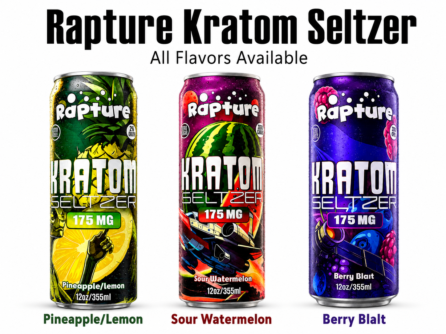 RAPTURE KRATOM SELTZER 175MG 12OZ DRINK (12CT DISPLAY)