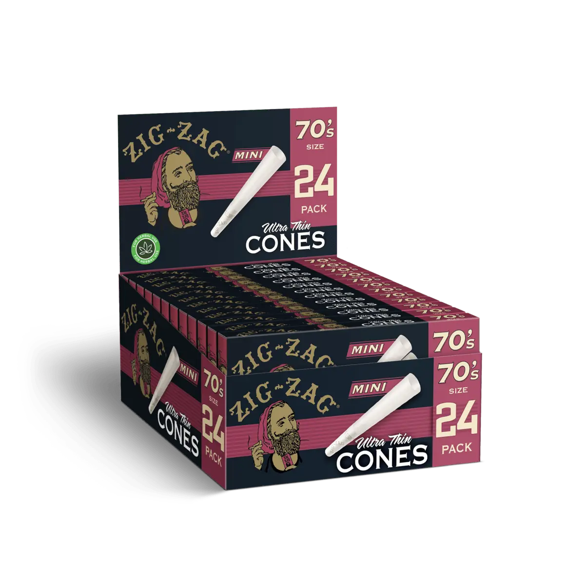 ZIG-ZAG 70'S ULTRA THIN CONES MINI 24PK/DISPLAY
