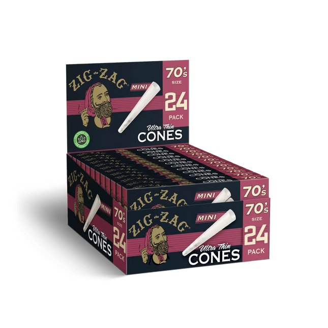 ZIG-ZAG 70'S ULTRA THIN CONES MINI 24PK/DISPLAY