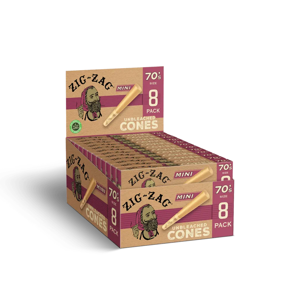 ZIG-ZAG 70'S UNBLEACHED CONES MINI 24PK/DISPLAY