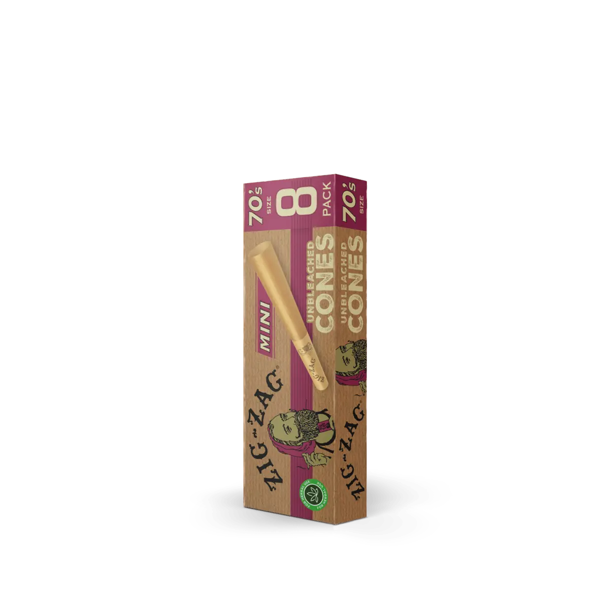 ZIG-ZAG 70'S UNBLEACHED CONES MINI 24PK/DISPLAY