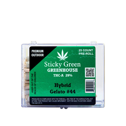 STICKY GREEN GREENHOUSE 1 GRAM THC-A PRE-ROLL (25CT JAR)