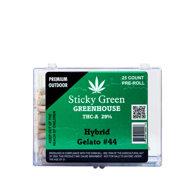 STICKY GREEN GREENHOUSE 1 GRAM THC-A PRE-ROLL (25CT JAR)