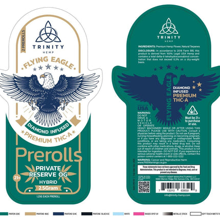 TRINITY HEMP FLYING EAGLE DIAMOND INFUSED THCA PRE ROLLS (2 X 1.5g EACH)