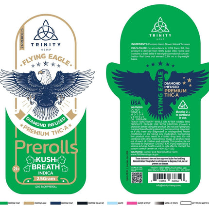 TRINITY HEMP FLYING EAGLE DIAMOND INFUSED THCA PRE ROLLS (2 X 1.5g EACH)