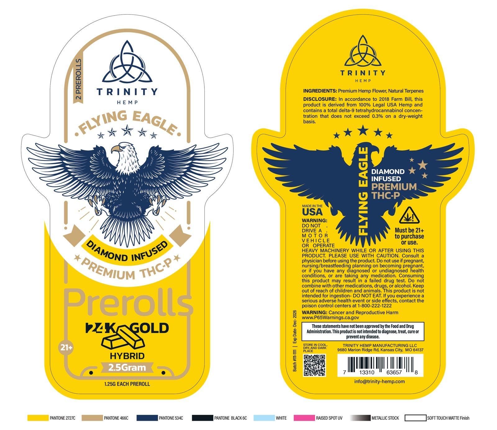 TRINITY HEMP FLYING EAGLE DIAMOND INFUSED THCA PRE ROLLS (2 X 1.5g EACH)