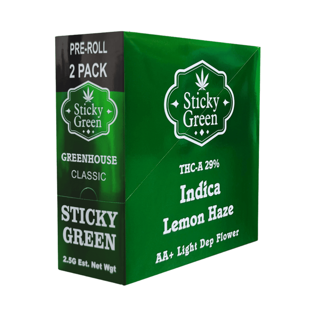 STICKY GREEN GREENHOUSE 1.25 GRAM THC-A PRE ROLLS (2CT/PACK)