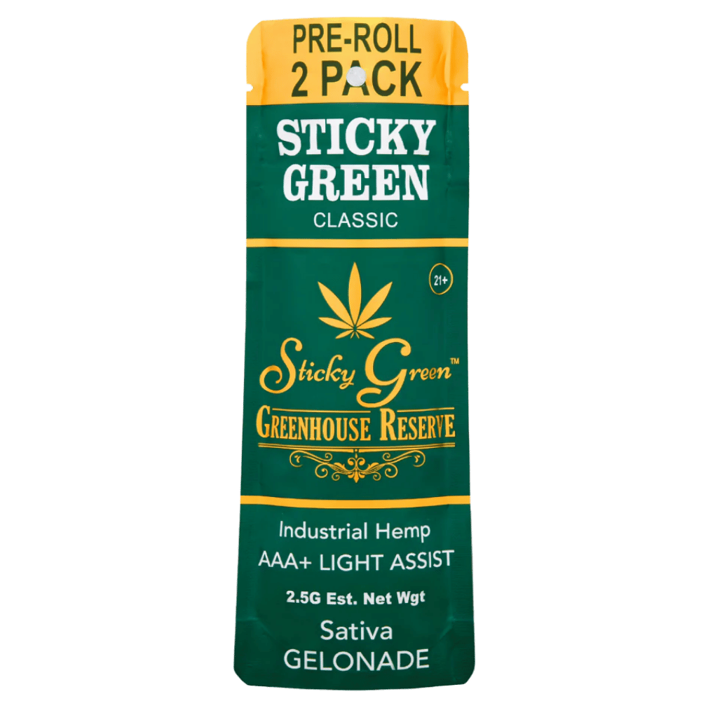 STICKY GREEN GREENHOUSE RESERVE THC-A PRE ROLLS (2 X 1.25G PER PACK)