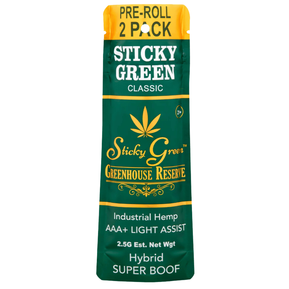 STICKY GREEN GREENHOUSE RESERVE THC-A PRE ROLLS (2 X 1.25G PER PACK)