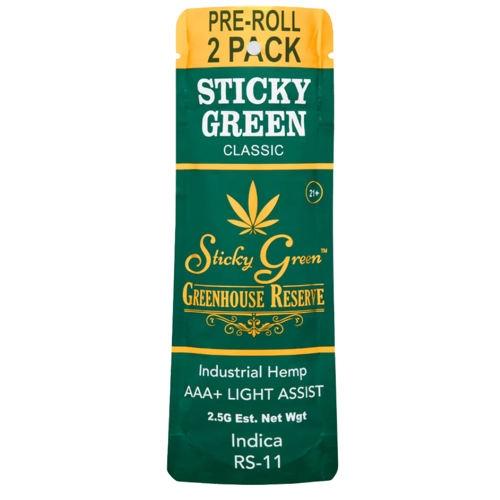 STICKY GREEN GREENHOUSE RESERVE THC-A PRE ROLLS (2 X 1.25G PER PACK)