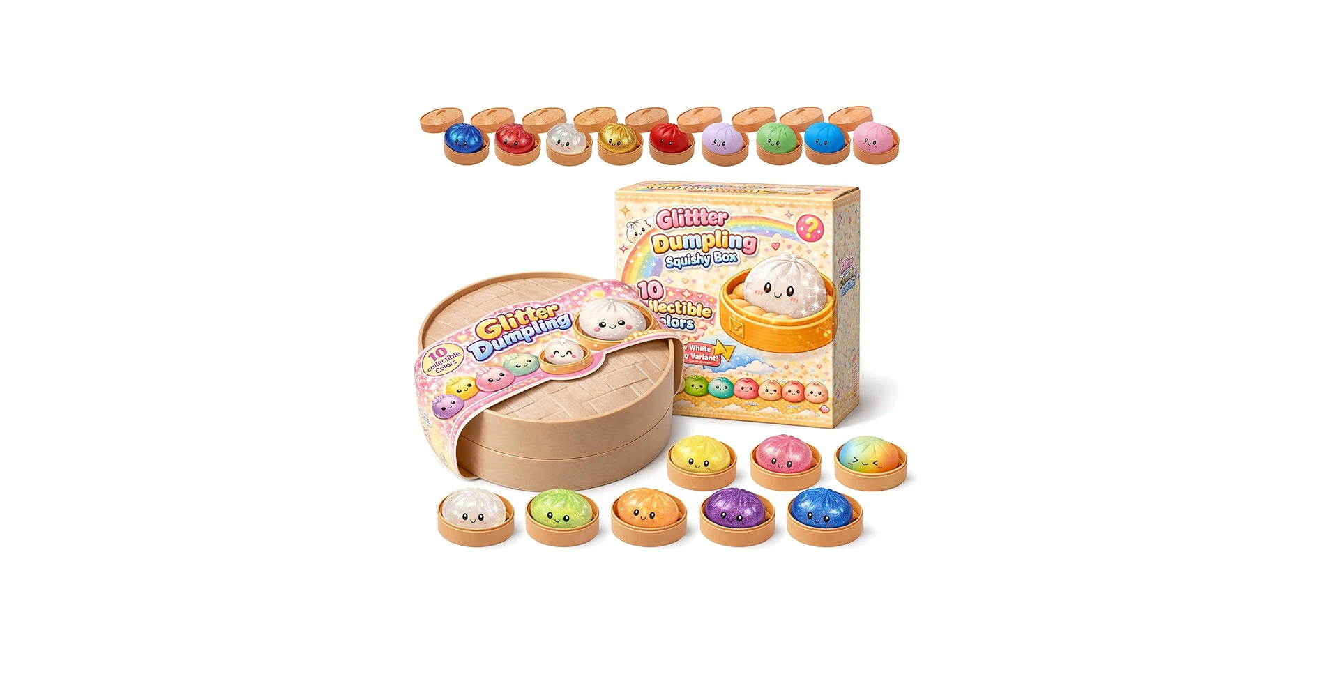 MINI GLITTER DUMPLINGS JAR SQUISHY (12CT BOX)