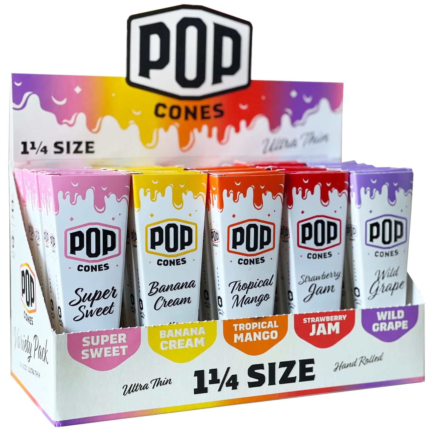 POP CONES 1 1/4 ULTRA THIN CONES (25PK BOX) | ASSORTED FLAVORS