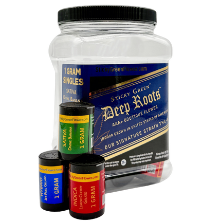 STICKY GREEN 1G THCA FLOWER DEEP ROOTS LINE (20CT JAR)