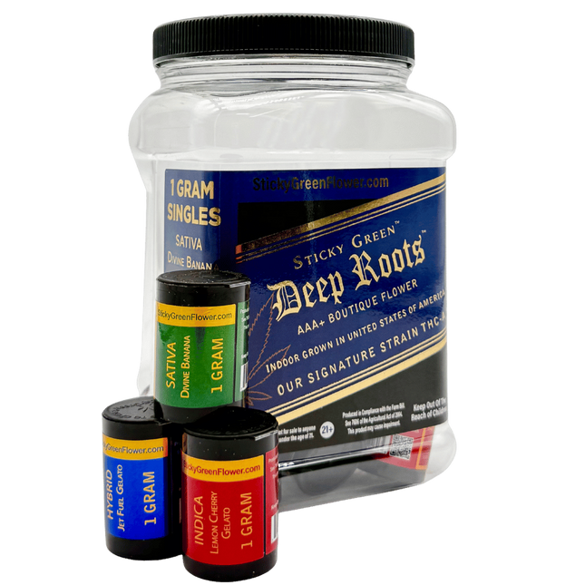 STICKY GREEN 1G THCA FLOWER DEEP ROOTS LINE (20CT JAR)