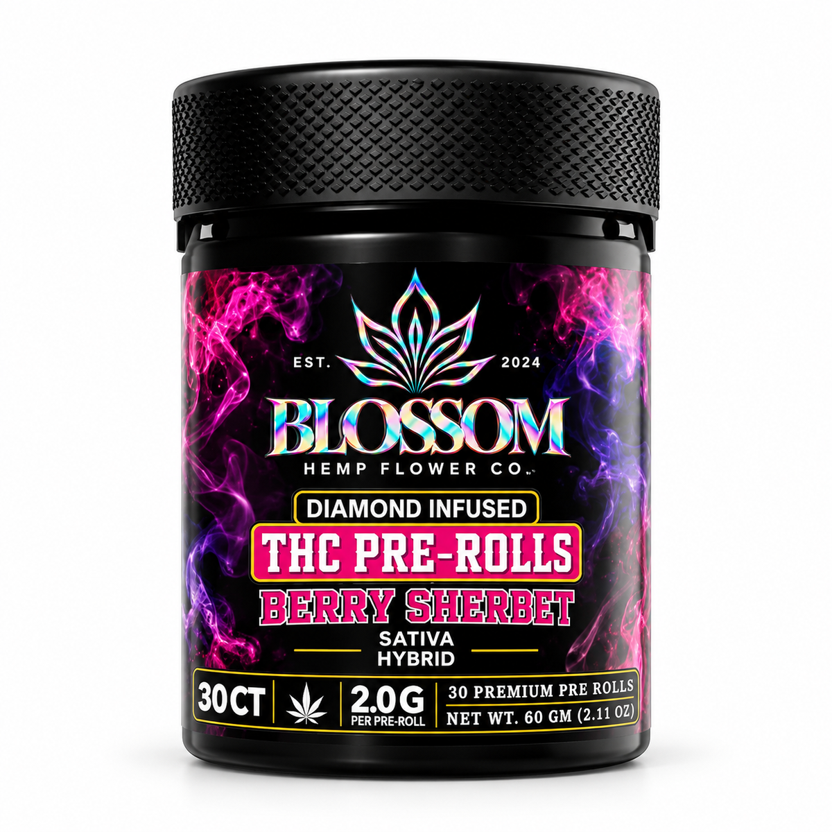 BLOSSOM DIAMOND INFUSED HEMP 2 GRAM PRE ROLL (30CT JAR)