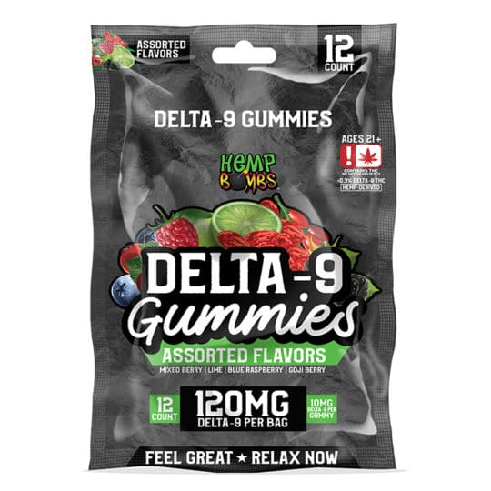 HEMP BOMBS 120MG D9 GUMMY BAG (12CT)