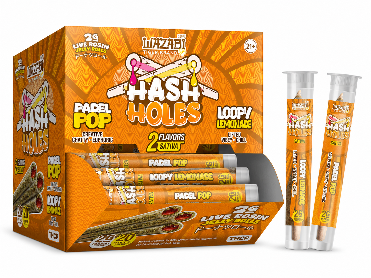 WAZABI 2 GRAM THC-P LIVE ROSIN JELLY ROLLS (20CT BOX)