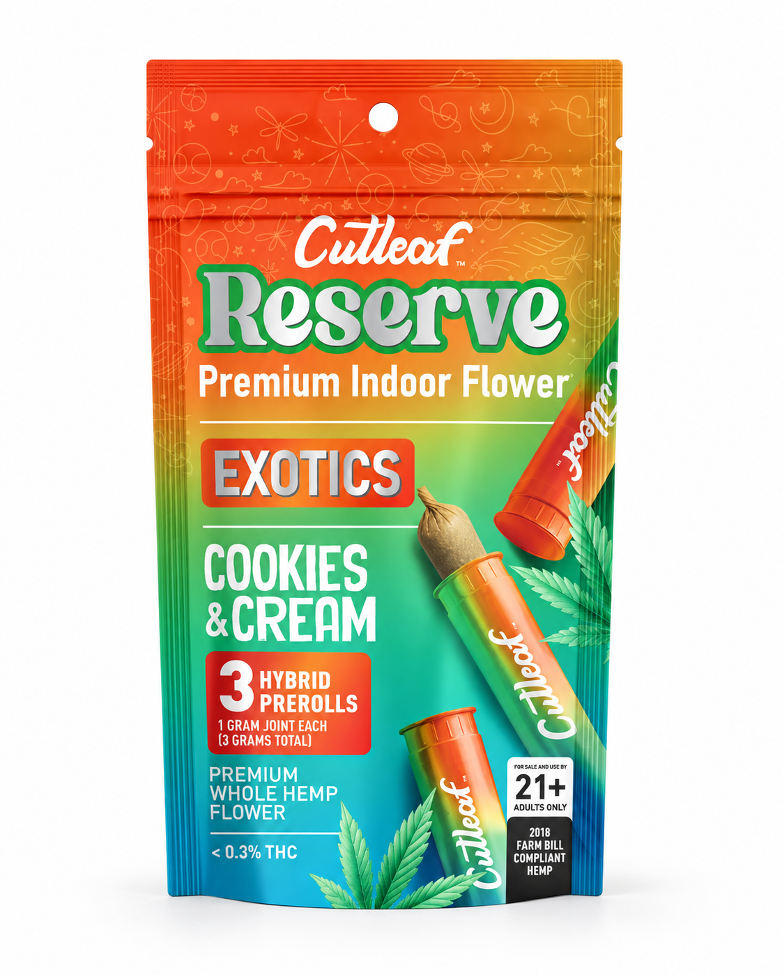 CUTLEAF RESERVE PREMIUM INDOOR FLOWER PRE-ROLLS (3 X 1G EACH PER PACK)