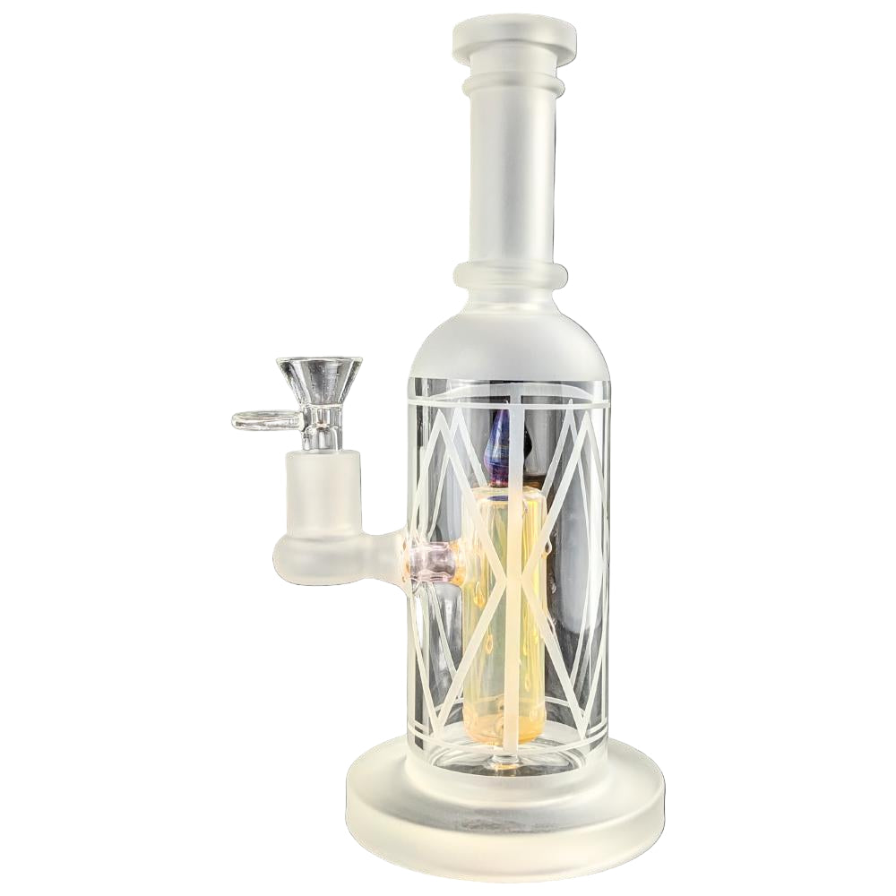 9" FROSTED GLASS ILLUMI-GLOW CANDLE PERC WATER PIPE (HAJ-2249) YELLOW HAJ2249-YL