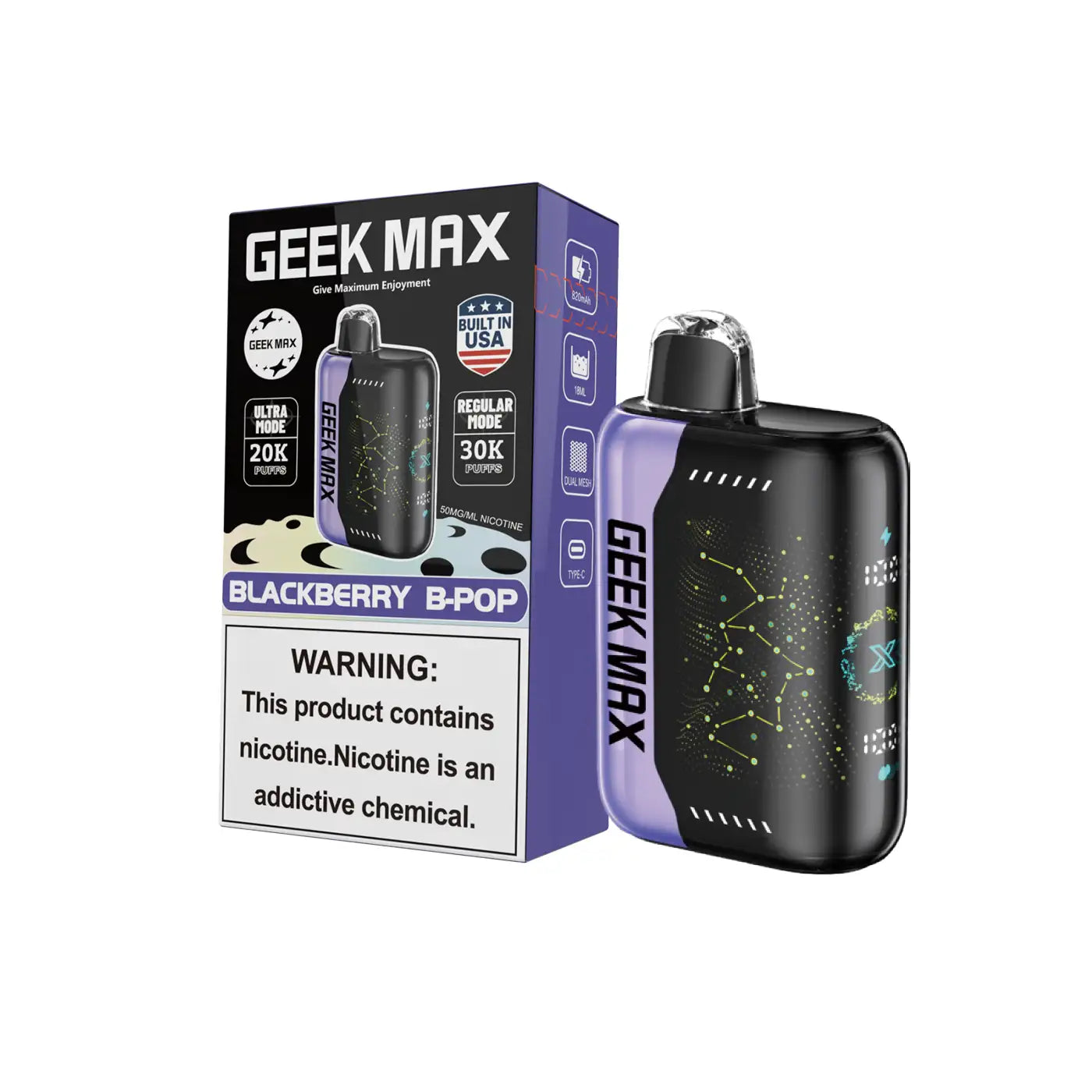 GEEK MAX 30K PUFFS 5% DISPOSABLE VAPE (5CT DISPLAY)