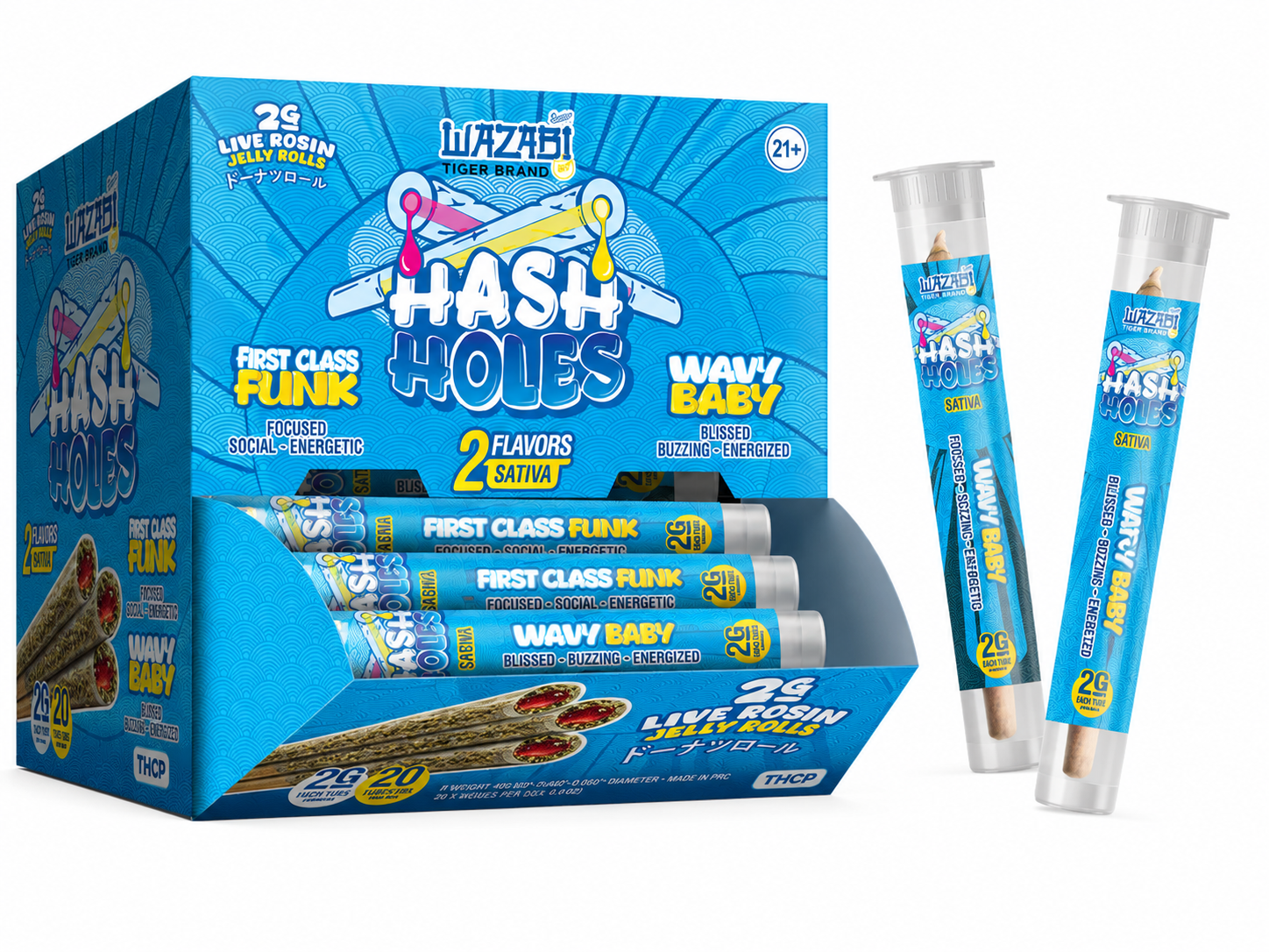 WAZABI 2 GRAM THC-P LIVE ROSIN JELLY ROLLS (20CT BOX)