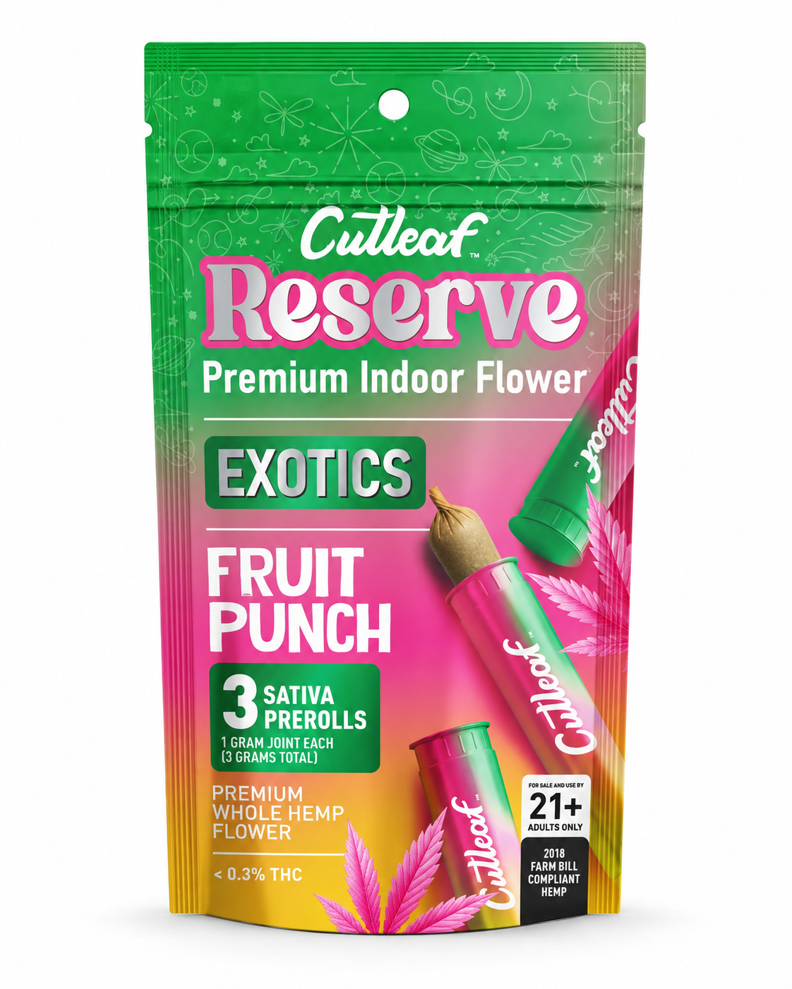 CUTLEAF RESERVE PREMIUM INDOOR FLOWER PRE-ROLLS (3 X 1G EACH PER PACK)