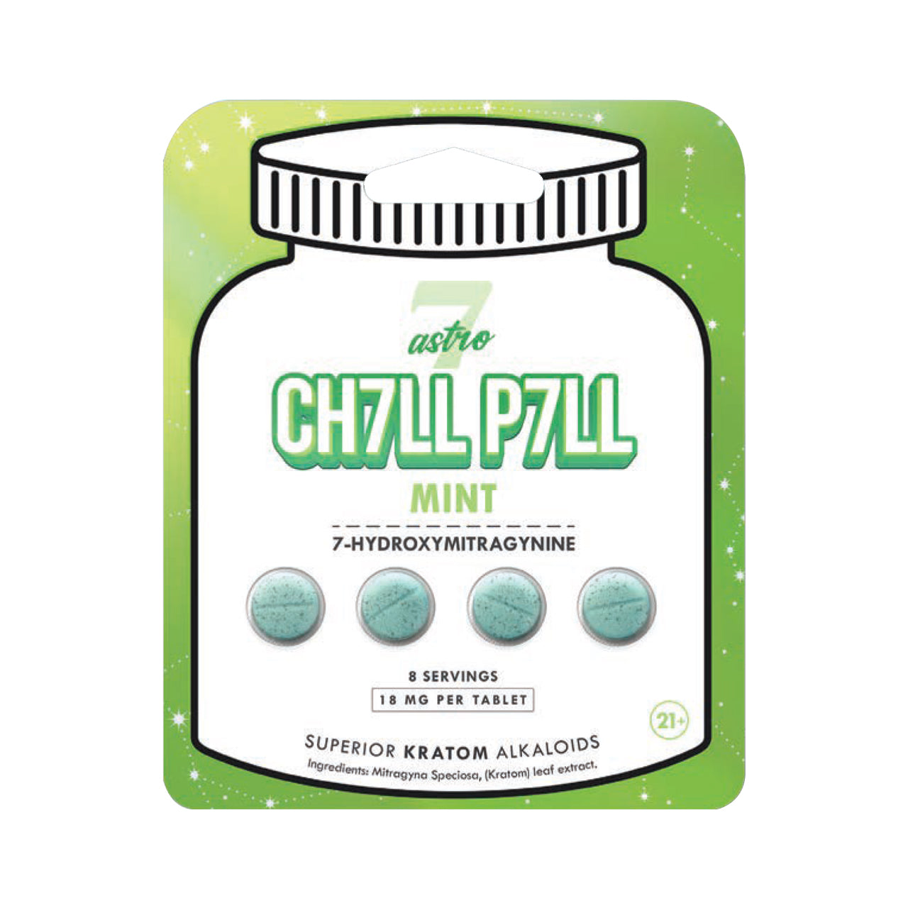 ASTRO 7 CH7LL PILL 7-HYDROXYMITRAGYNINE 18MG PER TAB (4CT PACK)