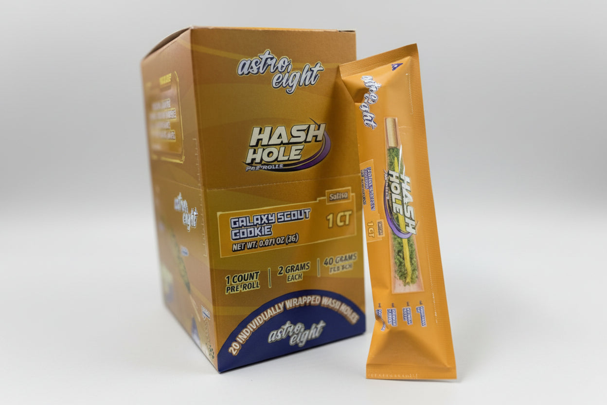 ASTRO EIGHT HASH HOLES 2G THC-P PRE ROLLS SINGLE COUNT DISPLAY (20CT)
