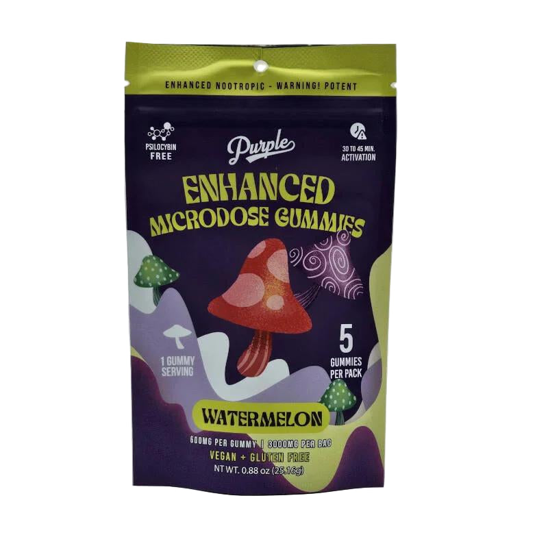 PURPLE ENHANCED MICRODOSE GUMMIES 600MG PER GUMMY (5PC / BAG) WATERMELON 111992938421