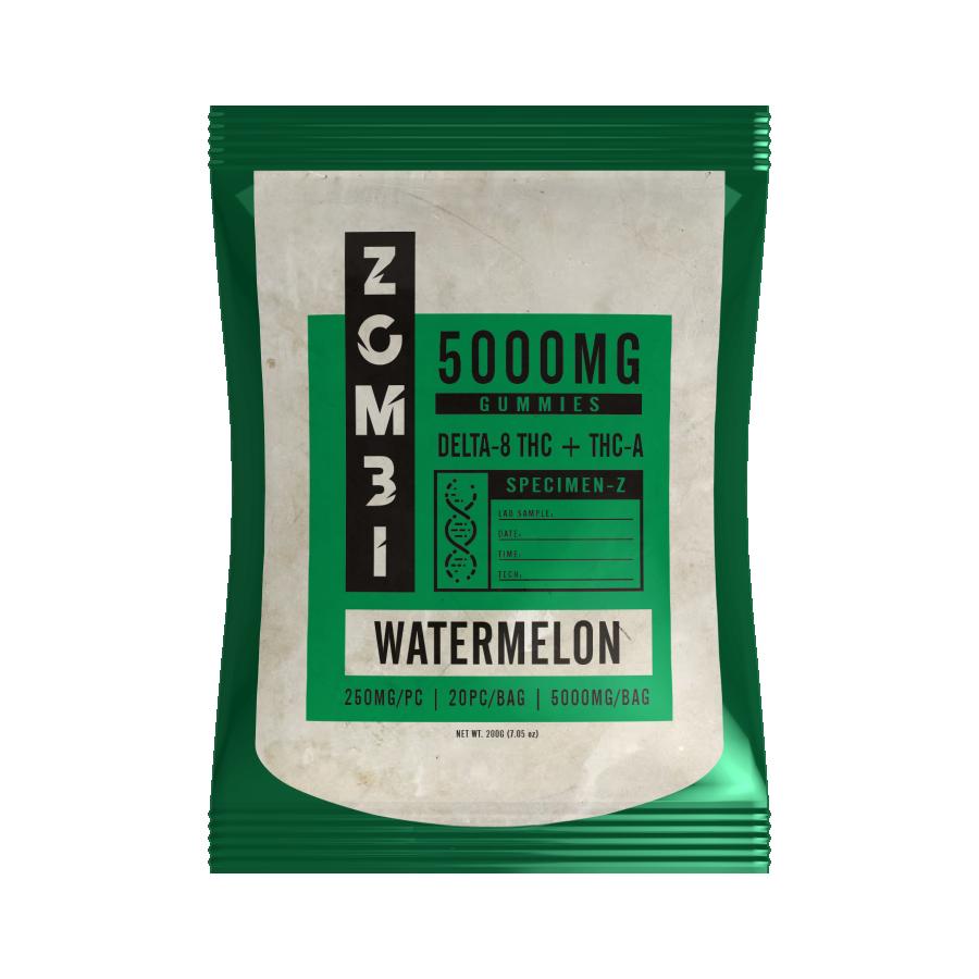 ZOMBI 5000MG D8-THC + THC-A BLEND 20PC/BAG WATERMELON 850057531442