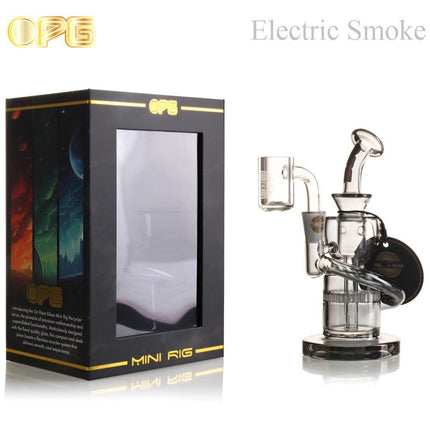 OPG MINI RIG SERIES 6" ANNULATED SHAPE CURVED NECK RECYCLER W/ BANGER ELECTRIC SMOKE 750250841983