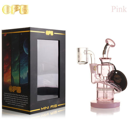 OPG MINI RIG SERIES 6" ANNULATED SHAPE CURVED NECK RECYCLER W/ BANGER PINK 750250841945