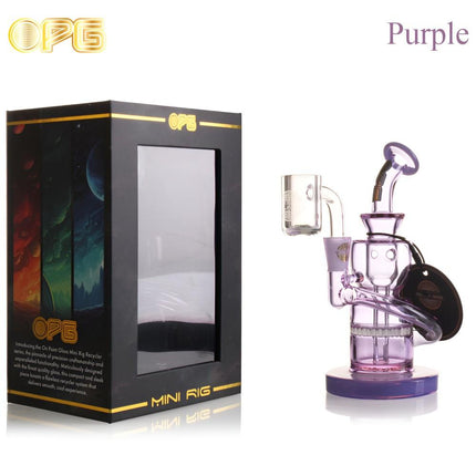 OPG MINI RIG SERIES 6" ANNULATED SHAPE CURVED NECK RECYCLER W/ BANGER PURPLE 750250841952