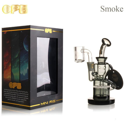 OPG MINI RIG SERIES 6" ANNULATED SHAPE CURVED NECK RECYCLER W/ BANGER SMOKE 750250841976