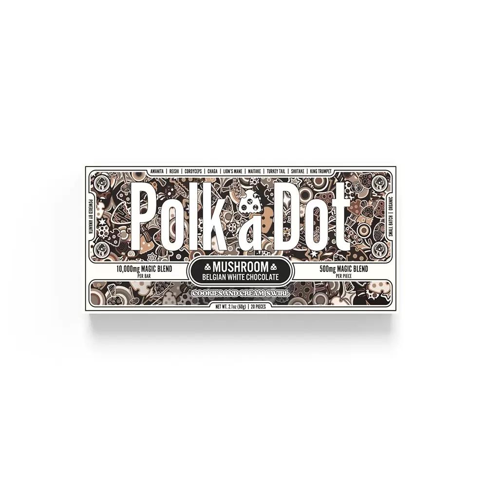 POLKADOT AMANITA MUSHROOM CHOCOLATE BAR 10000MG/BAR COOKIES & CREAM SWIRL 684646686509