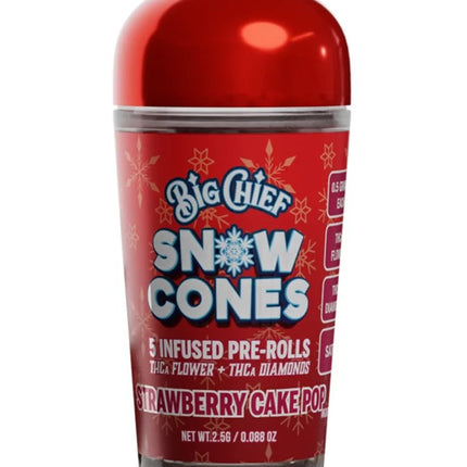 BIG CHIEF SNOW CONES THC-A INFUSED PRE-ROLLS STRAWBERRY CAKE POP (SATIVA) 641837751521