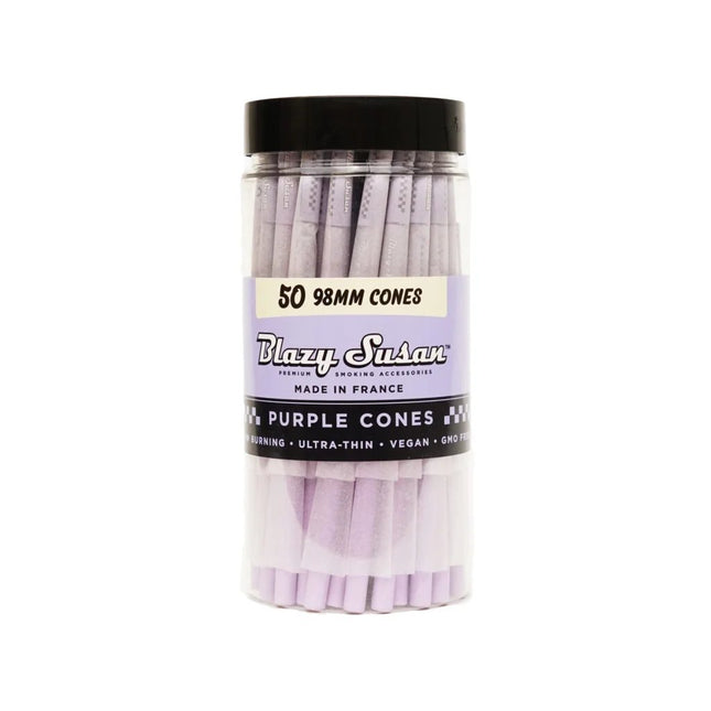 BLAZY SUSAN PURPLE PRE ROLLED 98MM CONES 50CT JAR Default Title 051497363260