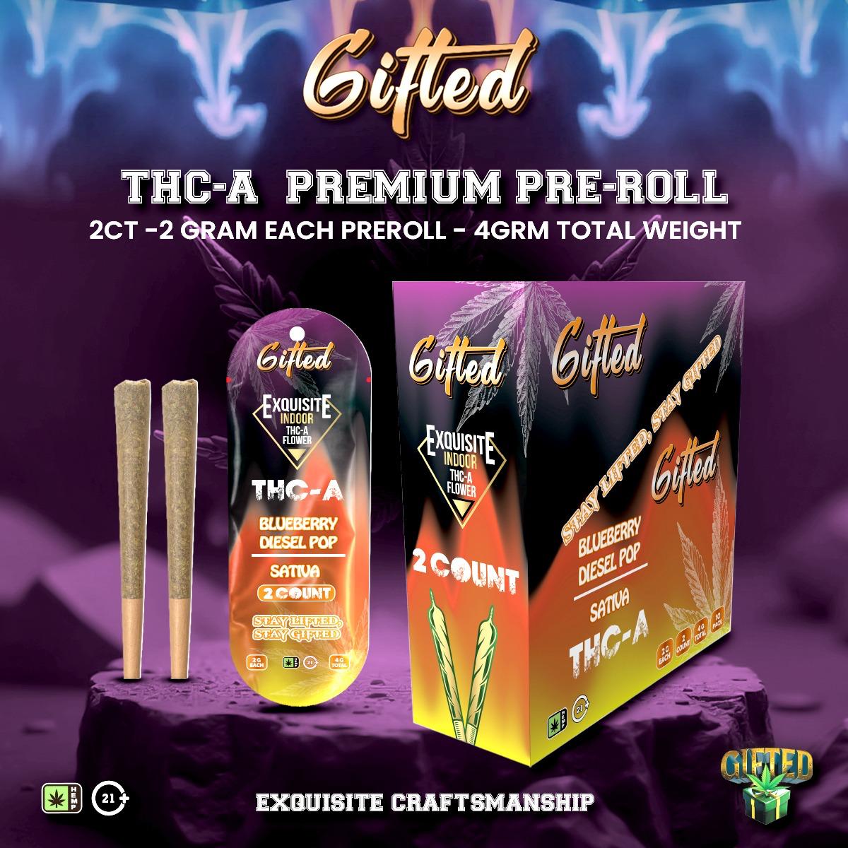 GIFTED EXQUISITE THC-A PRE ROLL (2G x 2CT)