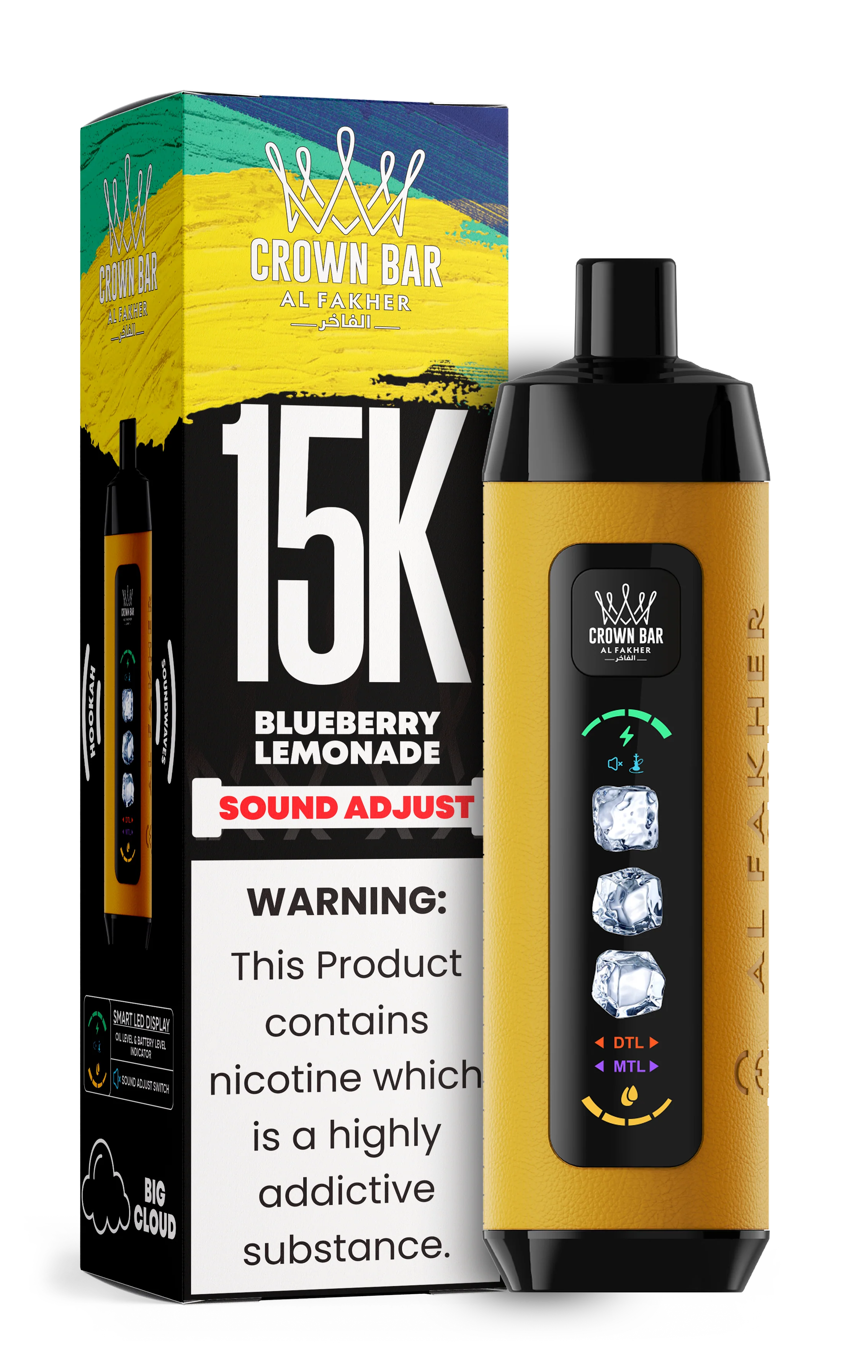 AL FAKHER CROWN BAR 15000 ICE ADJUST DISPOSABLE (5CT DISPLAY)