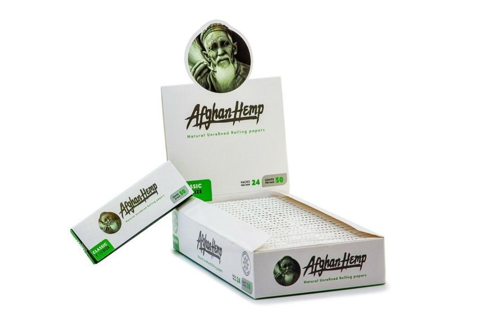 AFGHAN HEMP ROLLING PAPERS 1 1/4 (24PACK/BOX)