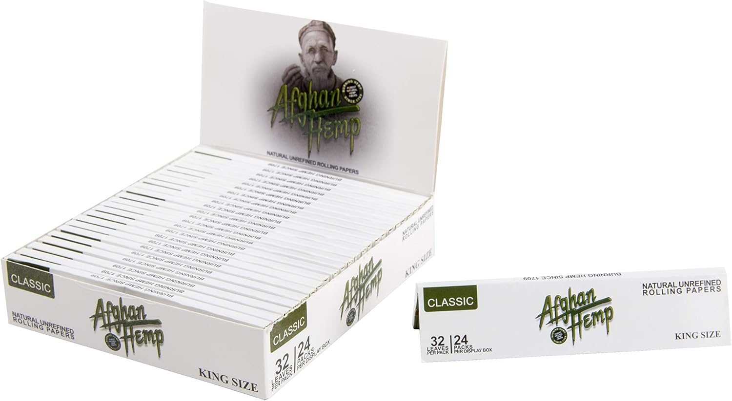 AFGHAN HEMP UNREFINDE ROLLING PAPERS KING SIZE (24PACKS/BOX)