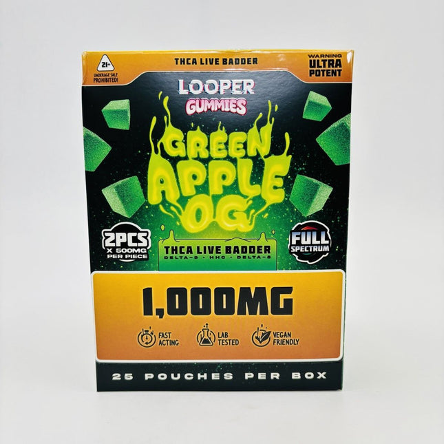 LOOPER THCA HHC D8 LIVE BADDER 1000MG/GUMMY 25CT/BOX GREEN APPLE OG 810110046849