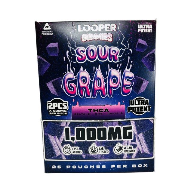 LOOPER THCA HHC D8 LIVE BADDER 1000MG/GUMMY 25CT/BOX SOUR GRAPE 810110046825