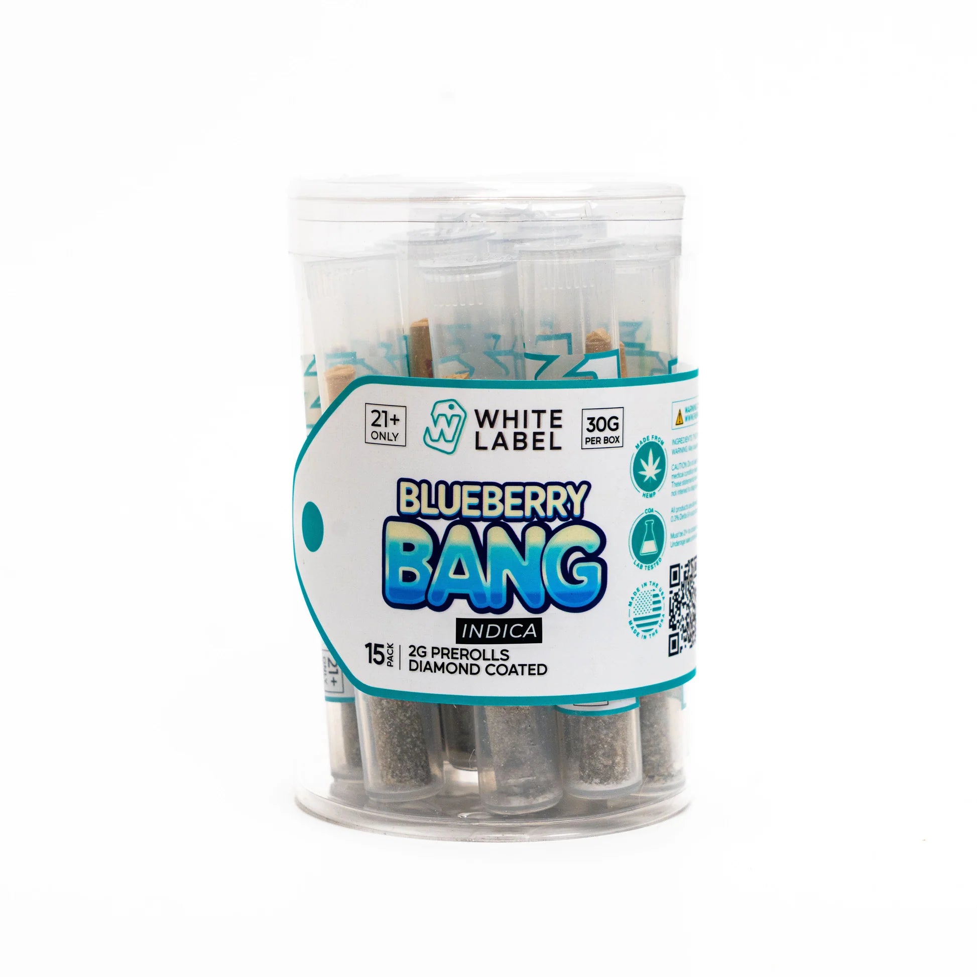 WHITE LABEL 2G DIAMOND COATED PRE ROLLS (15CT/JAR)