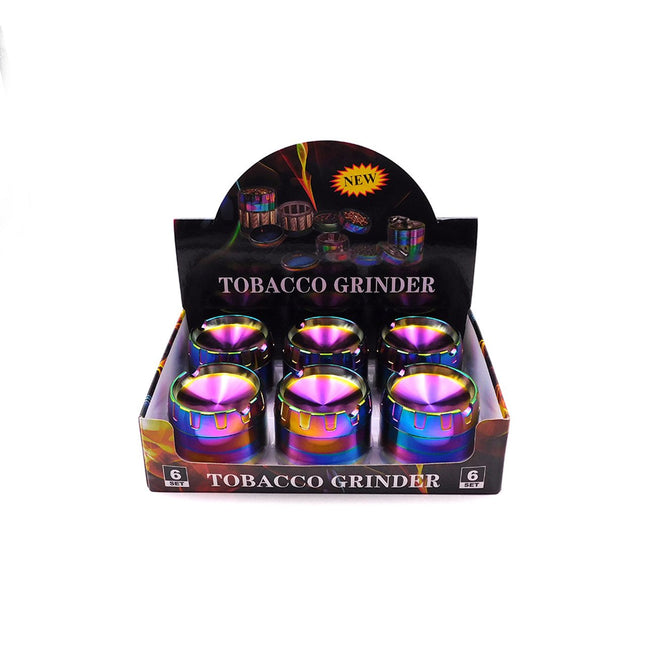 RAINBOW ROUND METAL GRINDER W/ BUILT IN ASHTRAY Default Title RAINBOWROUNDMETALGRINDERASSORTEDCOLOR