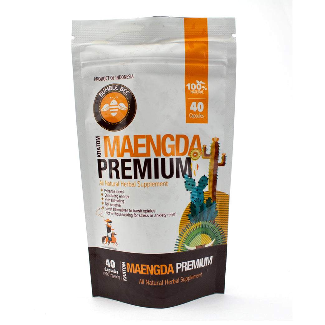 BUMBLE BEE KRATOM 40CT CAPSULES MAENGDA PREMIUM 015568027123