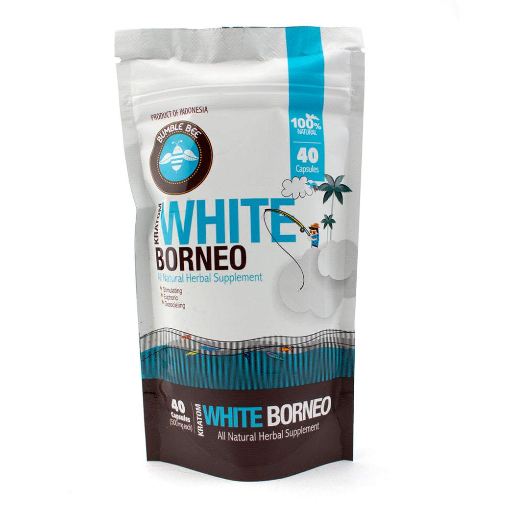 BUMBLE BEE KRATOM 40CT CAPSULES WHITE BORNEO 015568027161